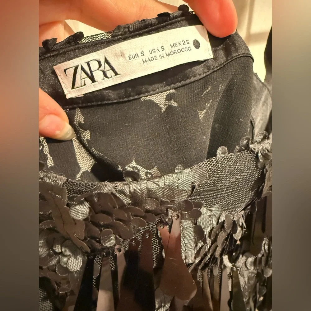 Zara sequined black camisole festive cropped top - Picture 5 of 5